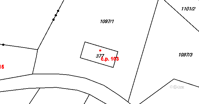 Dubina 103, Šemnice na parcele st. 377 v KÚ Šemnice, Katastrální mapa