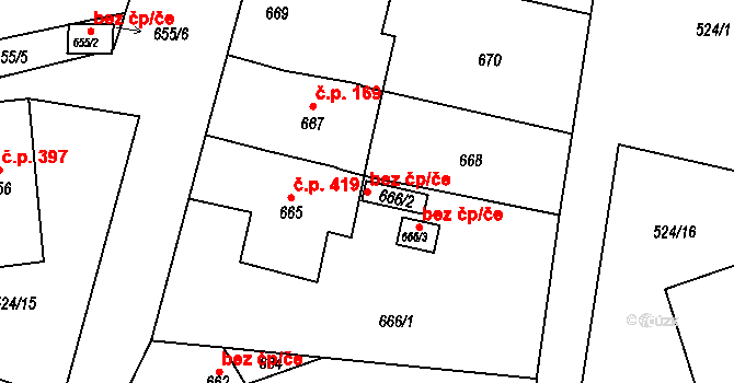 Koryčany 82457212 na parcele st. 666/2 v KÚ Koryčany, Katastrální mapa