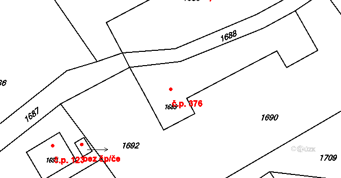 Suchdol nad Odrou 376 na parcele st. 1689 v KÚ Suchdol nad Odrou, Katastrální mapa