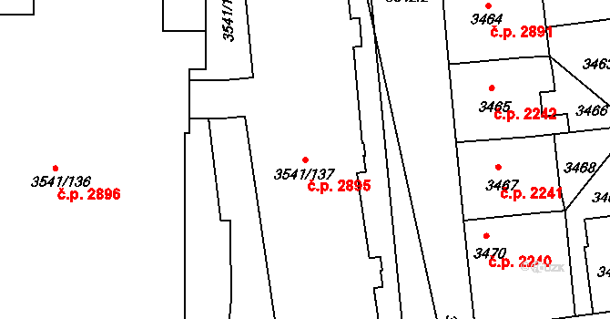 Žižkov 2895, Praha na parcele st. 3541/137 v KÚ Žižkov, Katastrální mapa