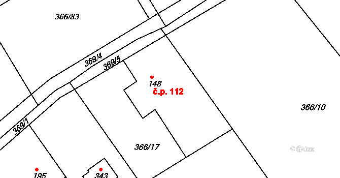 Lubina 112, Kopřivnice na parcele st. 148 v KÚ Drnholec nad Lubinou, Katastrální mapa