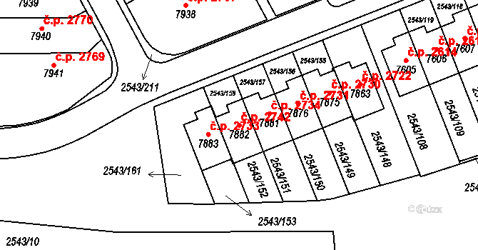 Cheb 2742 na parcele st. 7882 v KÚ Cheb, Katastrální mapa