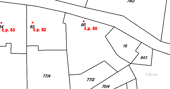 Čekanice 50, Blatná na parcele st. 60 v KÚ Čekanice, Katastrální mapa
