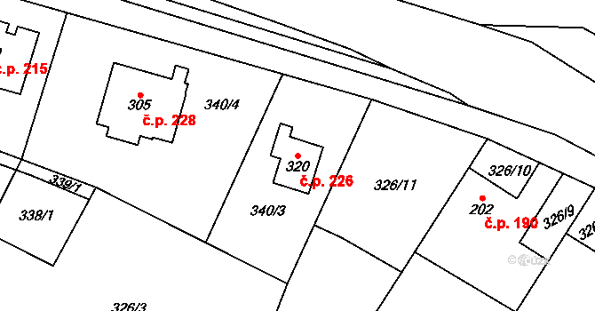 Olovnice 226 na parcele st. 320 v KÚ Olovnice, Katastrální mapa
