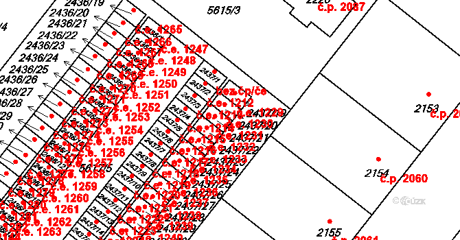 Žatec 1231 na parcele st. 2437/21 v KÚ Žatec, Katastrální mapa