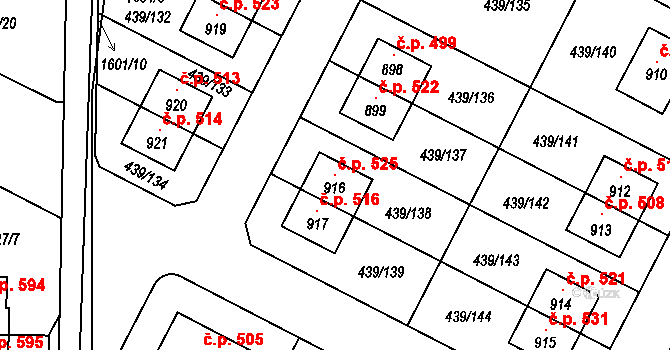 Opatovice nad Labem 525 na parcele st. 916 v KÚ Opatovice nad Labem, Katastrální mapa