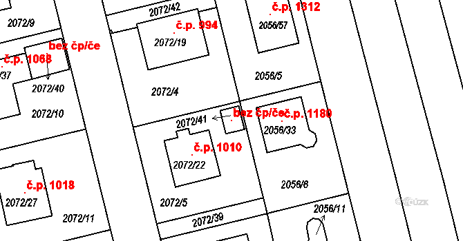 Třemošná 100122213 na parcele st. 2072/41 v KÚ Třemošná, Katastrální mapa