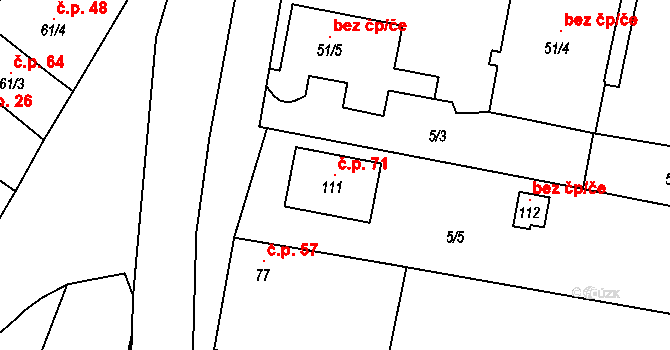 Limuzy 71, Tismice na parcele st. 111 v KÚ Limuzy, Katastrální mapa