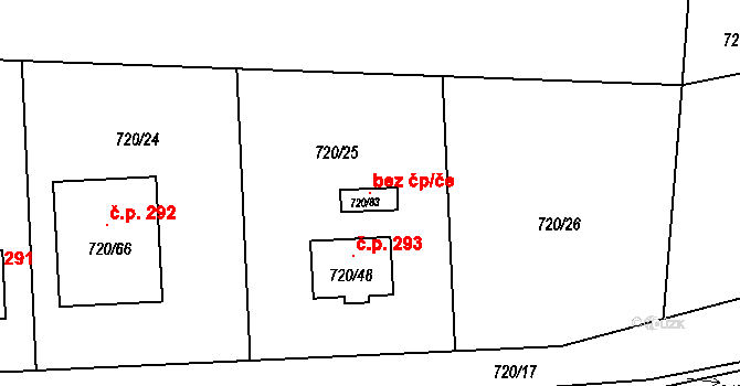 Sázava 105185213 na parcele st. 720/83 v KÚ Černé Budy, Katastrální mapa