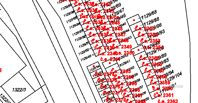 Jihlava 2341 na parcele st. 1129/49 v KÚ Jihlava, Katastrální mapa