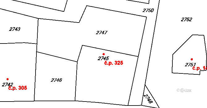 Rychvald 325 na parcele st. 2745 v KÚ Rychvald, Katastrální mapa