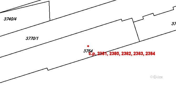 Kročehlavy 2380,2381,2382,2383,, Kladno na parcele st. 3754 v KÚ Kročehlavy, Katastrální mapa