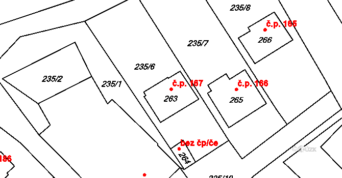 Jarošov nad Nežárkou 167 na parcele st. 263 v KÚ Jarošov nad Nežárkou, Katastrální mapa