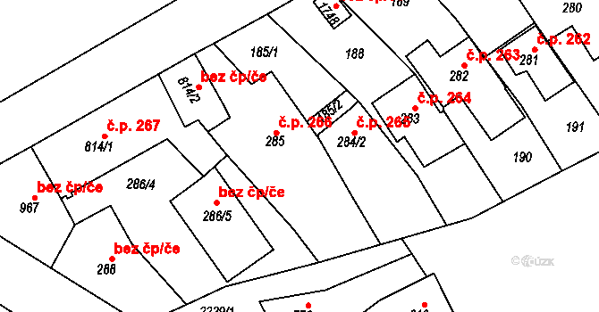 Lomnice nad Popelkou 266 na parcele st. 285 v KÚ Lomnice nad Popelkou, Katastrální mapa