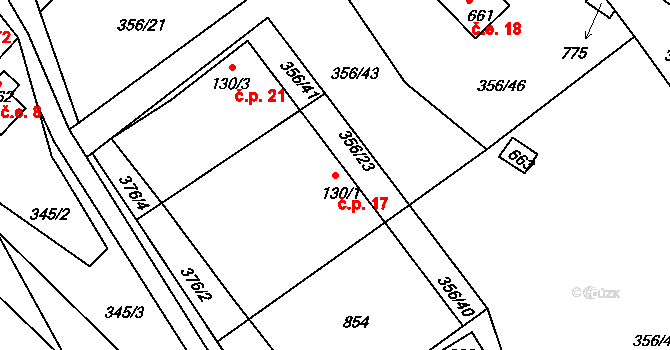 Klecánky 17, Klecany na parcele st. 130/1 v KÚ Klecany, Katastrální mapa