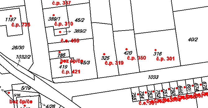 Bohosudov 319, Krupka na parcele st. 325 v KÚ Bohosudov, Katastrální mapa