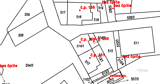 Rudice 159 na parcele st. 514/1 v KÚ Rudice u Blanska, Katastrální mapa
