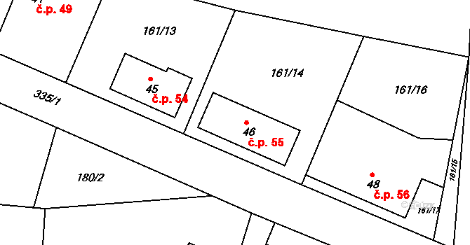 Libořezy 55, Stříbřec na parcele st. 46 v KÚ Libořezy, Katastrální mapa