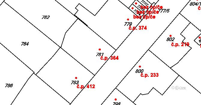 Suchdol nad Lužnicí 364 na parcele st. 781 v KÚ Suchdol nad Lužnicí, Katastrální mapa