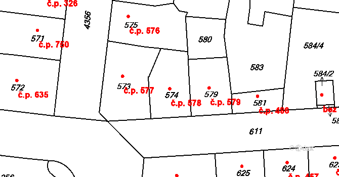 Žižkov 578, Praha na parcele st. 574 v KÚ Žižkov, Katastrální mapa