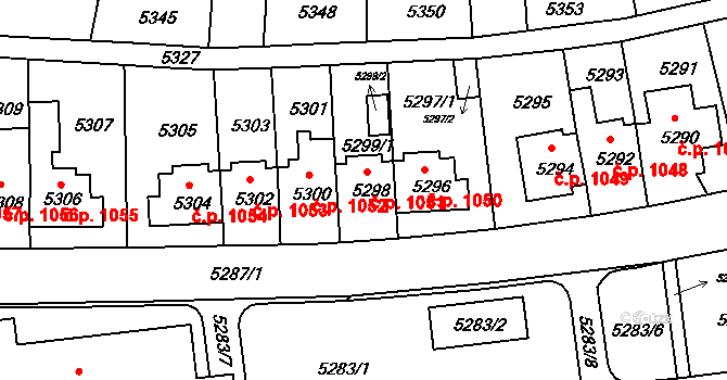 Záběhlice 1051, Praha na parcele st. 5298 v KÚ Záběhlice, Katastrální mapa
