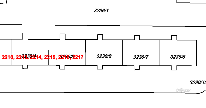 Strašnice 2215, Praha na parcele st. 3236/6 v KÚ Strašnice, Katastrální mapa