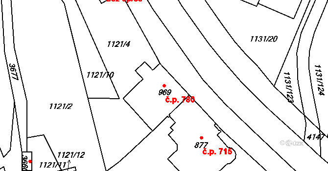 Dvůr Králové nad Labem 780 na parcele st. 969 v KÚ Dvůr Králové nad Labem, Katastrální mapa