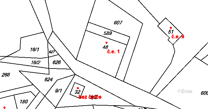 Heřmánky 1, Dubá na parcele st. 48 v KÚ Heřmánky, Katastrální mapa