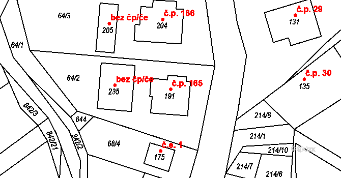 Litohoř 165 na parcele st. 191 v KÚ Litohoř, Katastrální mapa