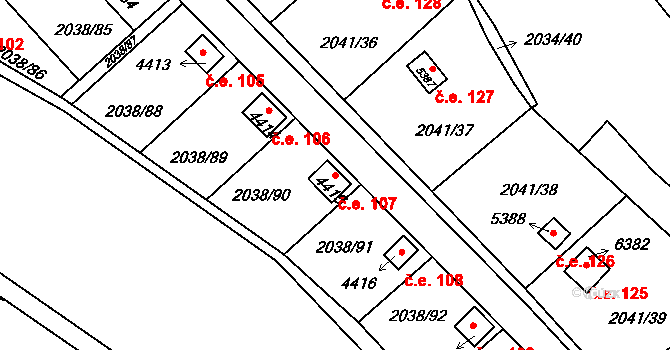 Chrudim II 107, Chrudim na parcele st. 4415 v KÚ Chrudim, Katastrální mapa