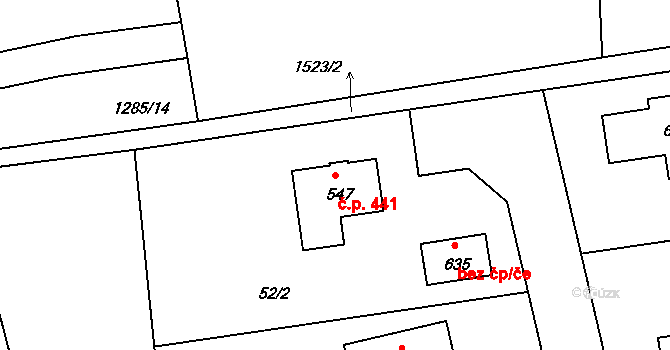 Hostouň 441 na parcele st. 547 v KÚ Hostouň u Prahy, Katastrální mapa