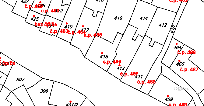 Jemnice 466 na parcele st. 415 v KÚ Jemnice, Katastrální mapa