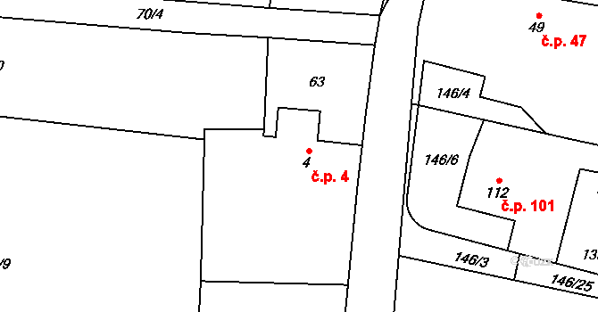 Horní Ostrovec 4, Ostrovec na parcele st. 4 v KÚ Horní Ostrovec, Katastrální mapa