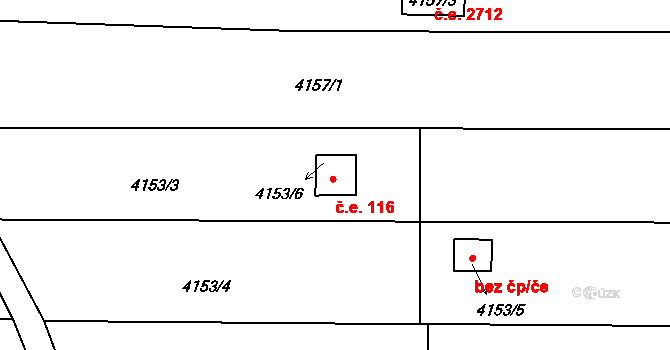 Louny 116 na parcele st. 4153/6 v KÚ Louny, Katastrální mapa