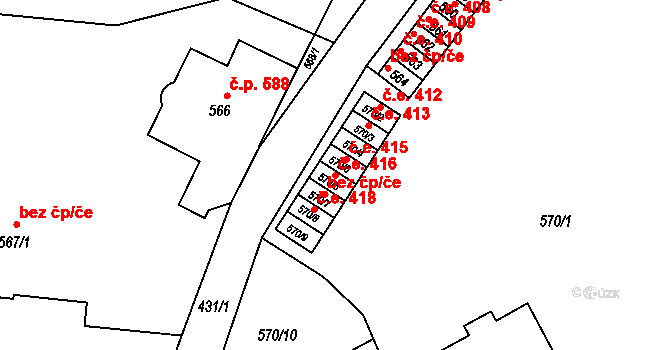Moravský Krumlov 416 na parcele st. 570/6 v KÚ Moravský Krumlov, Katastrální mapa
