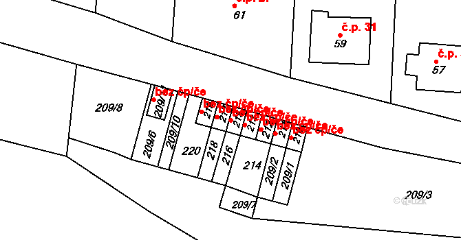 Dolní Loučky 38361213 na parcele st. 215 v KÚ Střemchoví, Katastrální mapa
