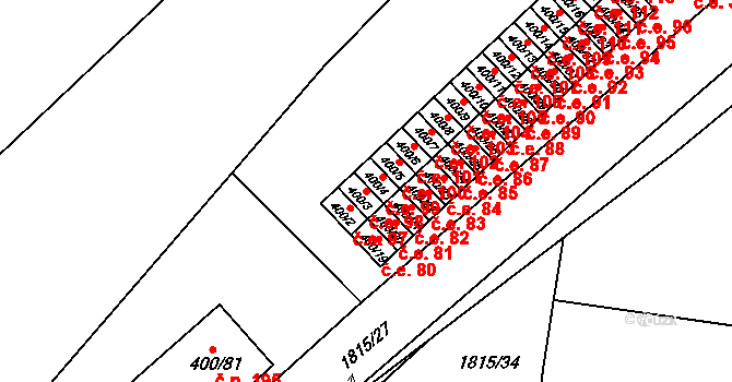 Vysokov 98 na parcele st. 400/3 v KÚ Vysokov, Katastrální mapa