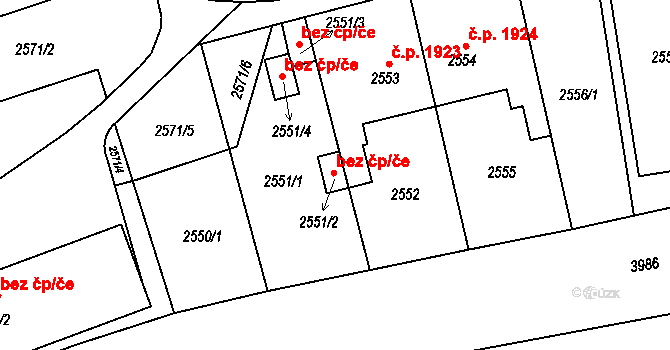 Praha 6 40466213 na parcele st. 2551/2 v KÚ Libeň, Katastrální mapa