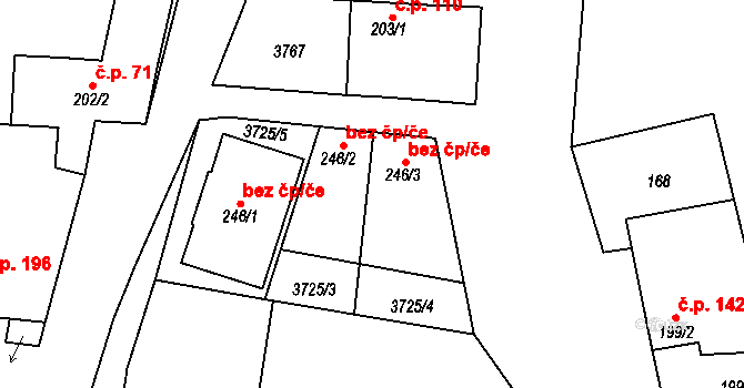 Nikolčice 40657213 na parcele st. 246/3 v KÚ Nikolčice, Katastrální mapa