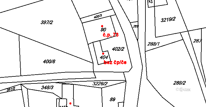 Jílové 40715213 na parcele st. 404 v KÚ Jílové u Děčína, Katastrální mapa
