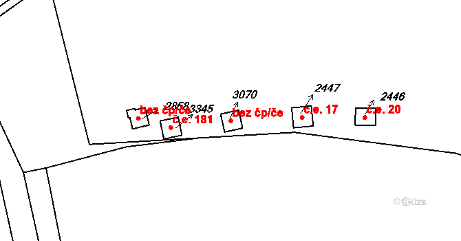 Mariánské Lázně 41739213 na parcele st. 3070 v KÚ Úšovice, Katastrální mapa