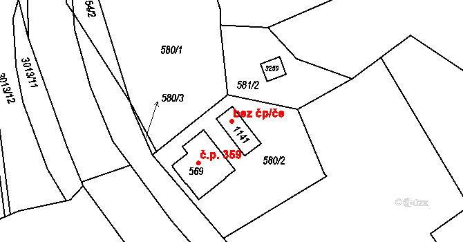 Rudník 43226213 na parcele st. 1141 v KÚ Rudník, Katastrální mapa