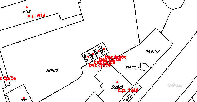 Karviná 43938213 na parcele st. 596/3 v KÚ Karviná-město, Katastrální mapa