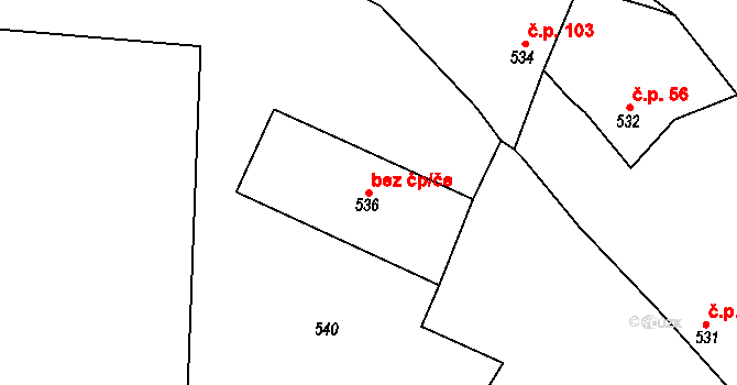 Lubná 44401213 na parcele st. 536 v KÚ Lubná u Rakovníka, Katastrální mapa