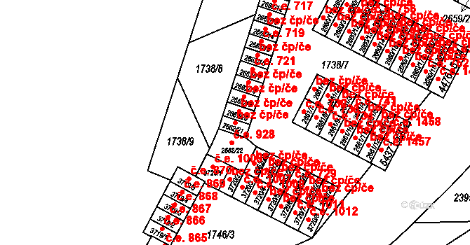 Cheb 44644213 na parcele st. 2662/21 v KÚ Cheb, Katastrální mapa