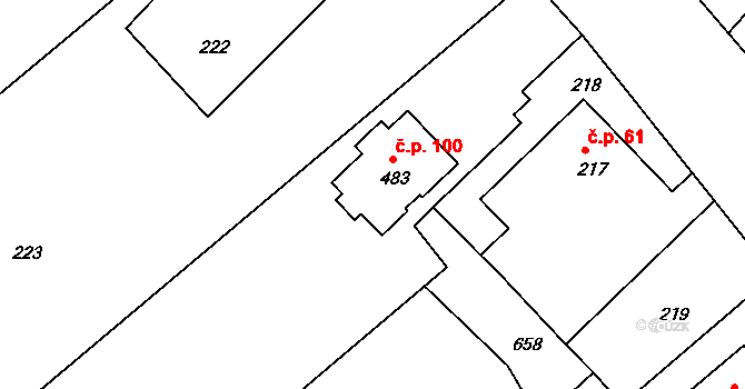 Skrochovice 100, Brumovice na parcele st. 483 v KÚ Skrochovice, Katastrální mapa