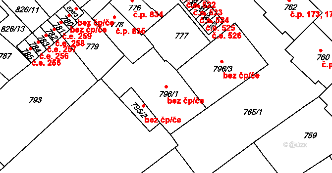 Bučovice 50076213 na parcele st. 796/1 v KÚ Bučovice, Katastrální mapa