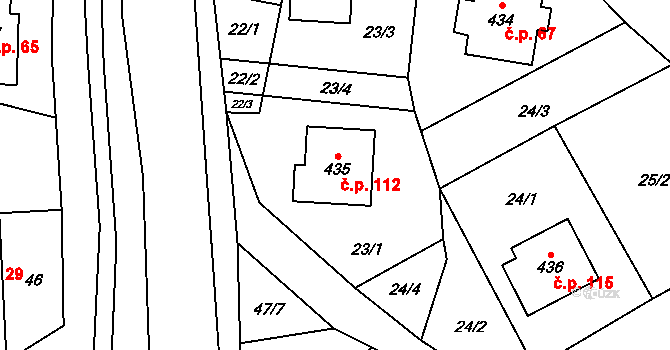 Dolní Holetín 112, Holetín na parcele st. 435 v KÚ Dolní Holetín, Katastrální mapa