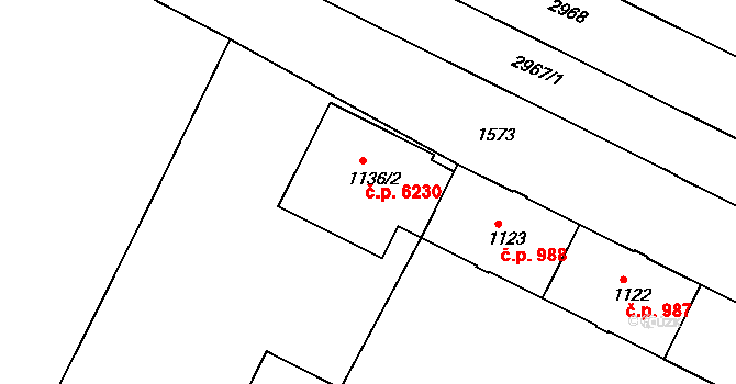 Poruba 6230, Ostrava na parcele st. 1136/2 v KÚ Poruba, Katastrální mapa