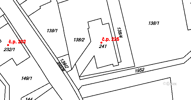 Lukavice 225 na parcele st. 241 v KÚ Lukavice v Čechách, Katastrální mapa